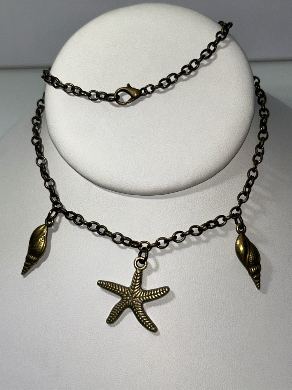 New Artisan Handmade Solid Bronze Ocean Themed 3 Charm Necklace